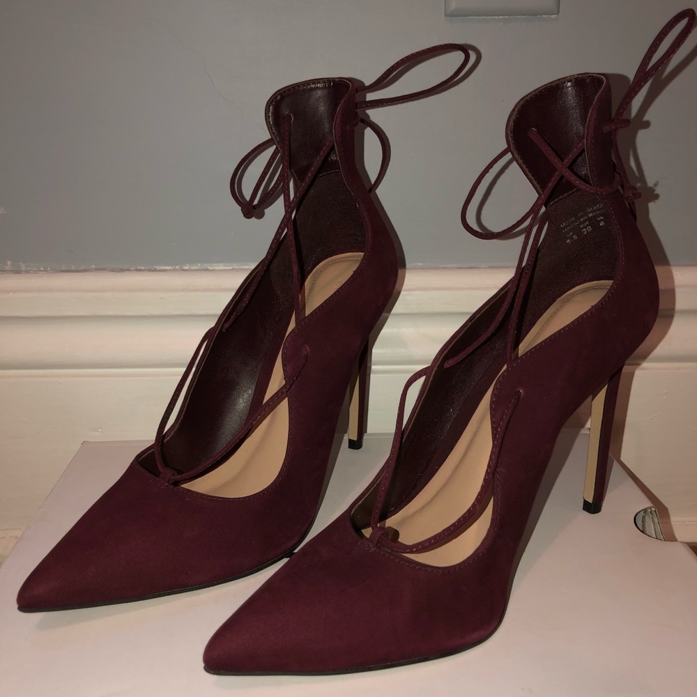Maroon lace up heels